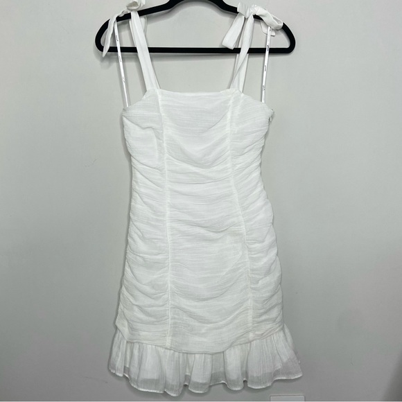 NWOT MINK PINK Ruched White Mini Dress | XS - Picture 3 of 9